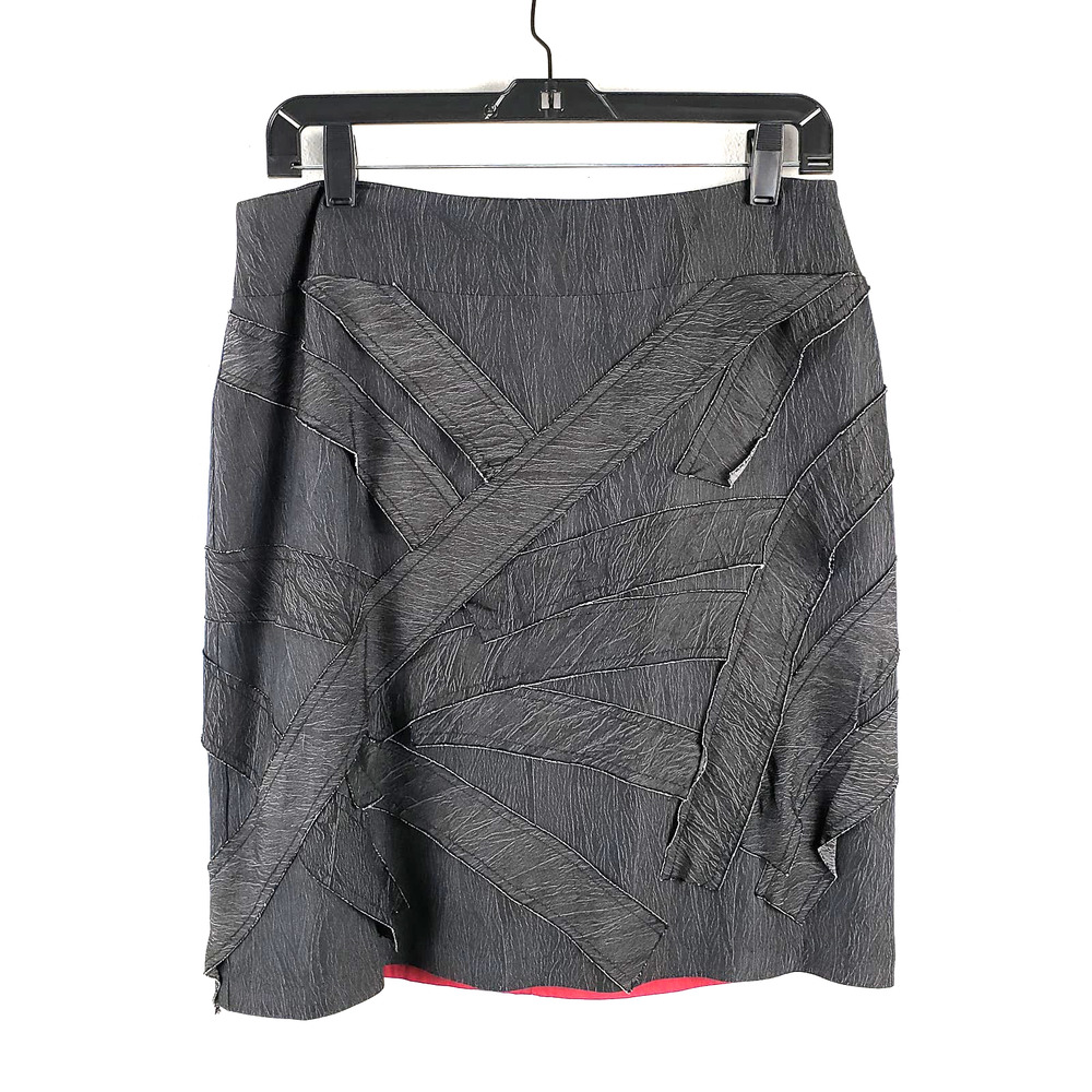 Vintage Stiletto Womens Size 8 Bandage Layered Mini Skirt Charcoal Black Stretch